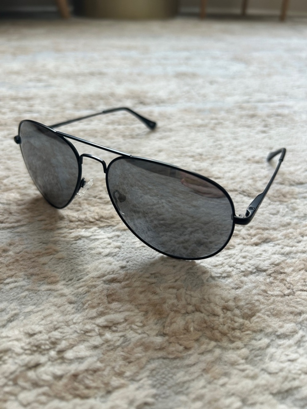 Neven Aviator Sunglasses - Black Frame with Silver Mirrored Lenses - Picture 2 of 9